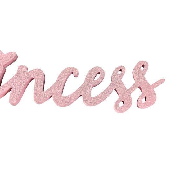Pink Glitter Princess Wall Decor Sign Glittered Lettering For Home Girls Room De - Picture 7 of 9